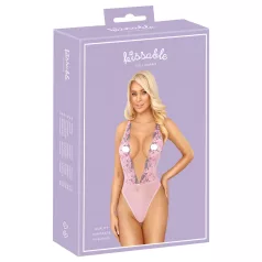 Kissable - body damă cu broderie florală roz - L/XL