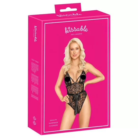 Kissable - body din dantelă (negru)