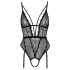 Cottelli - body deschis cu bretele și portjartier (negru) - M