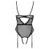 Cottelli - body deschis cu bretele și portjartier (negru) - M