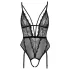 Cottelli - body deschis cu bretele și portjartier - negru - XL