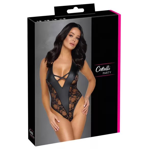 Cottelli Party - body cu model floral - negru - XL