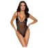 Cottelli - body din dantelă deschis, brodat - negru-mov