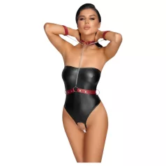   Cottelli Bondage - body lucios și cătușe pentru brațe (negru)