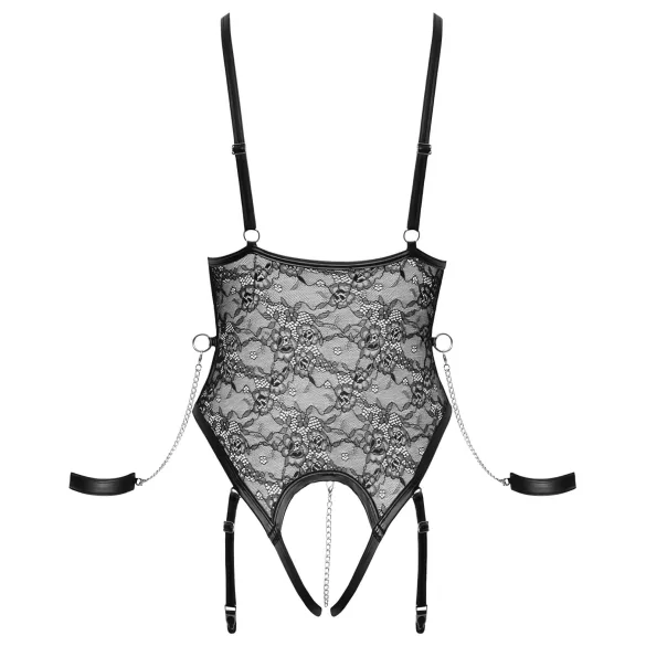 Cottelli Bondage - body deschis cu cătușe - negru - M