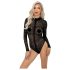 / Noir - body cu mâneci lungi, cu imprimeu leopard (negru)