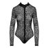 / Noir - body cu mâneci lungi, cu imprimeu leopard (negru)
