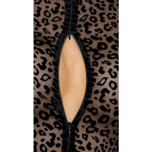 Noir - body negru cu mânecă lungă și model leopard - M