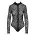 Noir - body negru cu mânecă lungă și model leopard - M