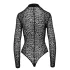 Noir - body negru cu mânecă lungă și model leopard - M