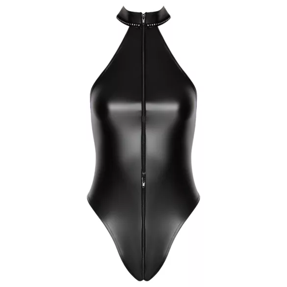 Noir - body lucios cu guler halter (negru)