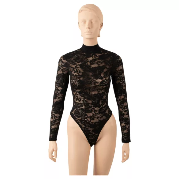 Cottelli - body din dantelă cu mânecă lungă (negru) - S