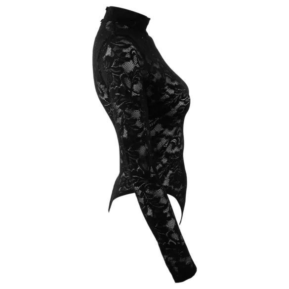 Cottelli - body din dantelă cu mânecă lungă (negru) - S