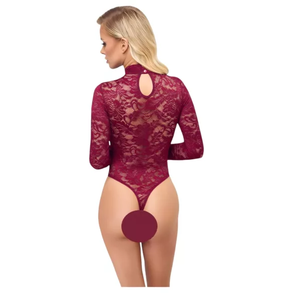Cottelli - body din dantelă transparentă (roșu) - L