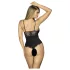 Obsessive - body damă transparent la bust - negru - L/XL