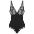 Obsessive - body damă transparent la bust - negru - L/XL