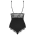 Obsessive - body damă transparent la bust - negru - L/XL