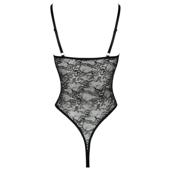 Cottelli - body din dantelă transparentă cu deschidere - negru - L