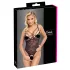 Cottelli - body din dantelă transparentă cu deschidere - negru - XL