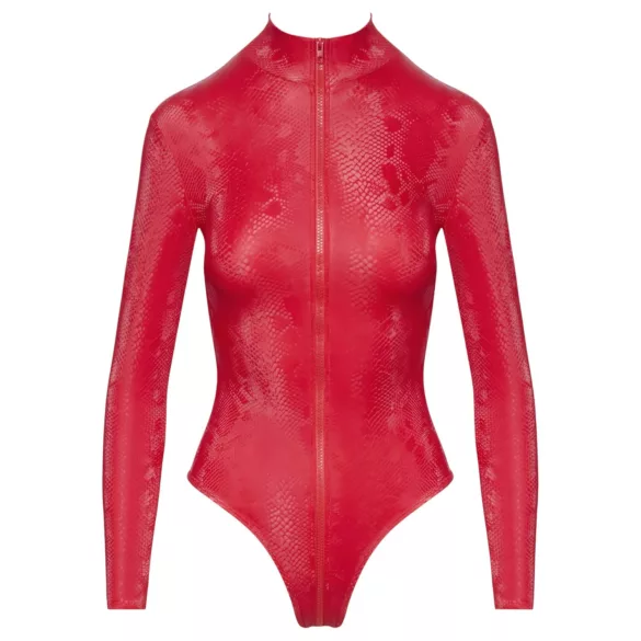 Cottelli - body din dantelă cu model piele de șarpe - roșu - L