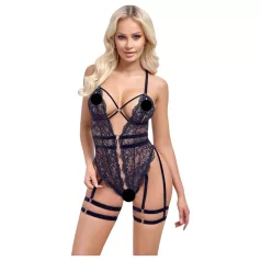 Cottelli - body erotic cu bretele și deschidere - negru