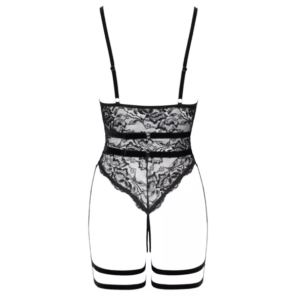 Cottelli - body erotic cu bretele și deschidere - negru