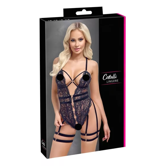 Cottelli - body erotic cu bretele și deschidere - negru
