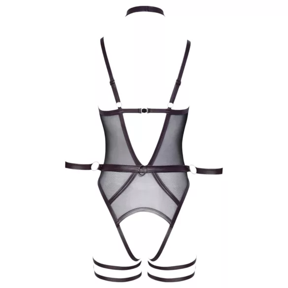 Cottelli Bondage - body deschis și cătușe pentru brațe (negru)