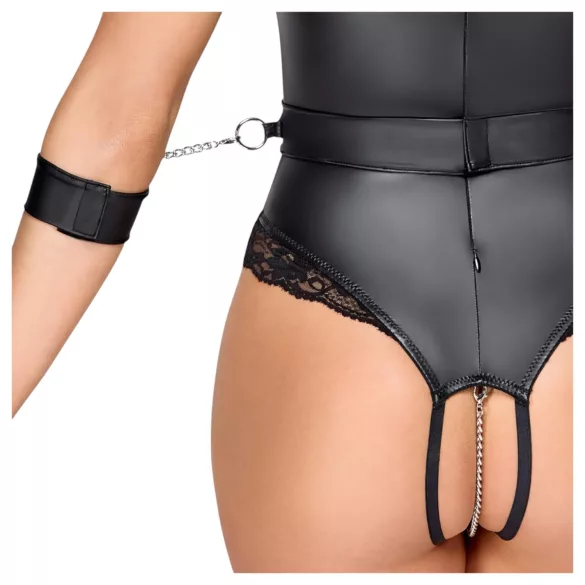 Cottelli Bondage - body deschis cu sâni goi - negru - M