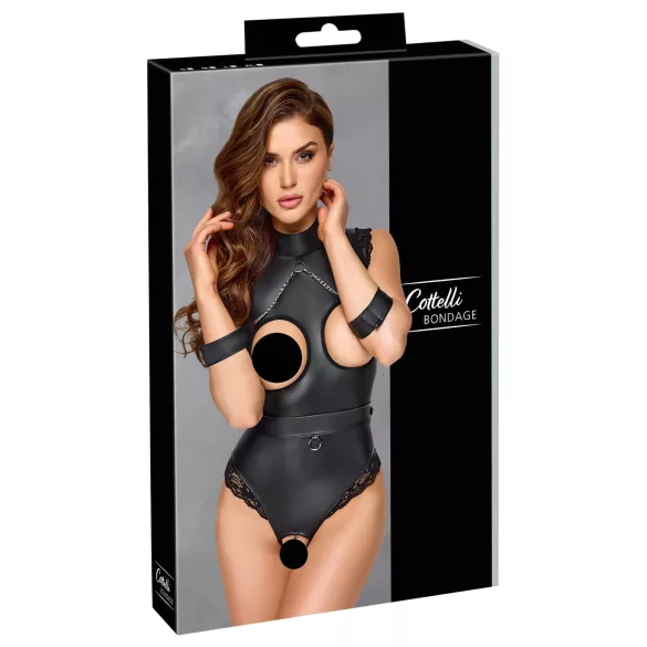 Cottelli Bondage - body deschis cu sâni goi - negru - L