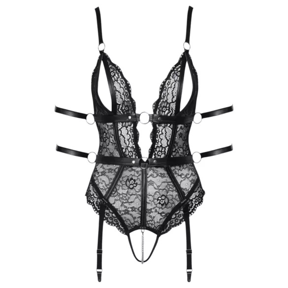 Cottelli Bondage - body dantelă deschis - negru - L