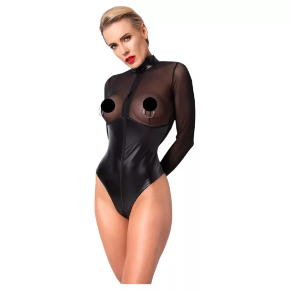 Noir - body lucios cu inserție transparentă - negru - L