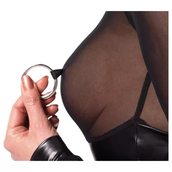 Noir - body lucios cu inserție transparentă - negru - L