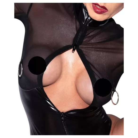 Noir - body lucios cu inserție transparentă - negru - L