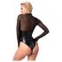 Noir - body lucios cu inserții transparente (negru) - XL
