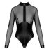 Noir - body lucios cu inserții transparente (negru) - XL