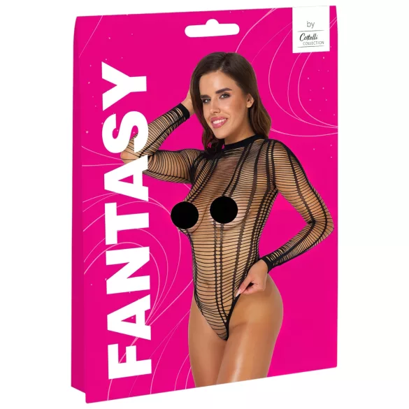Cottelli - body deschis cu dungi - negru - S-L