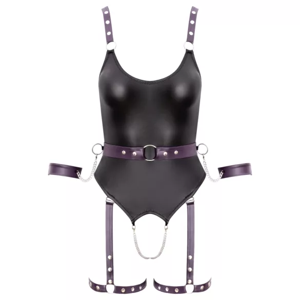 Cottelli - body deschis bondage cu cătușe - negru
