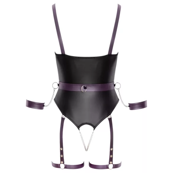 Cottelli - body deschis bondage cu cătușe - negru - M