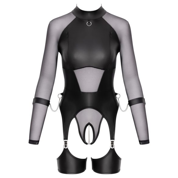 Cottelli Bondage - top transparent cu cătușe - negru