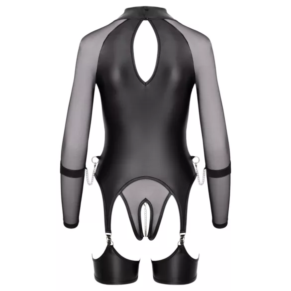 Cottelli Bondage - top transparent cu cătușe - negru
