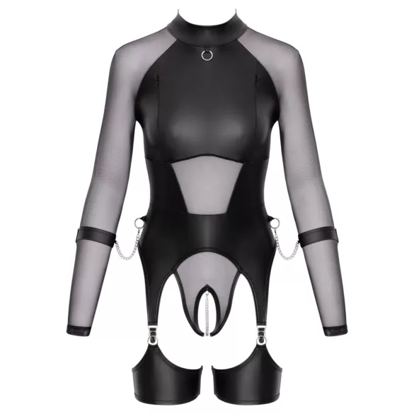 Cottelli Bondage - top transparent cu cătușe - negru - M