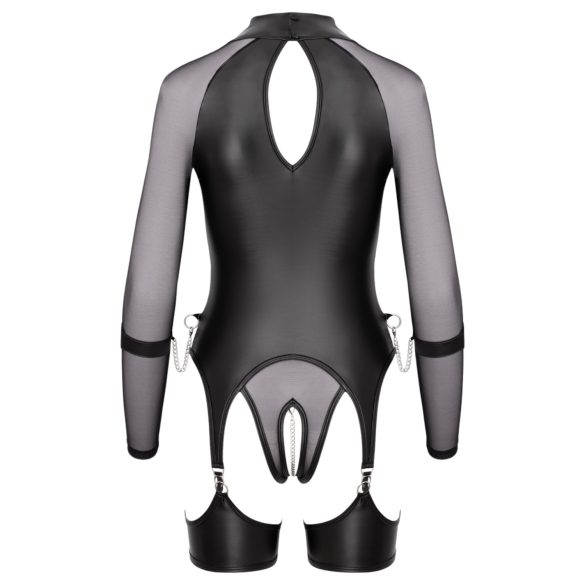 Cottelli Bondage - top transparent cu cătușe - negru - M