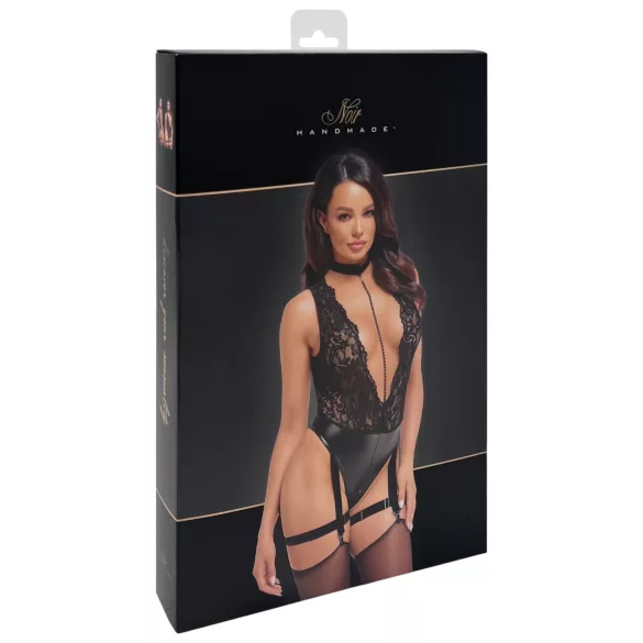 Noir Libido - body cu portjartier - negru