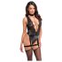 Noir Libido - body cu portjartier (negru) - L