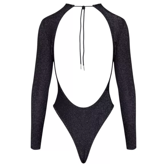 Cottelli - body strălucitor cu spatele deschis (negru)