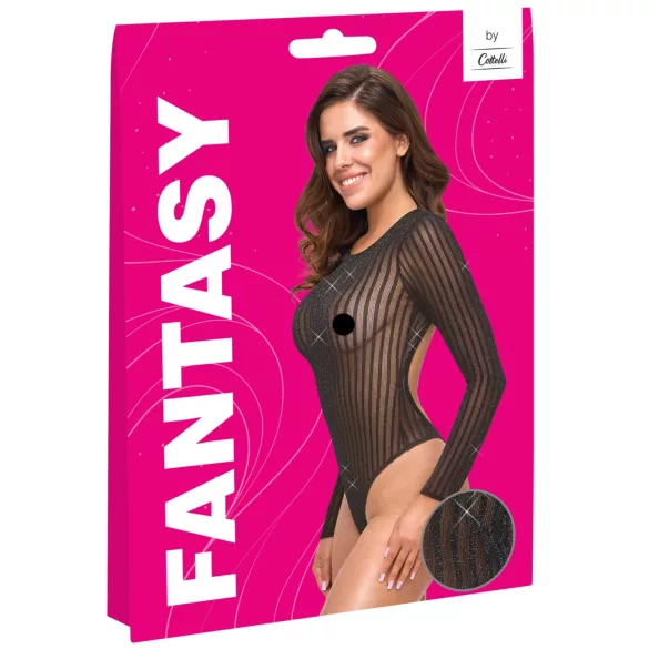 Cottelli - body cu dungi, cu fir argintiu (negru) - S-L