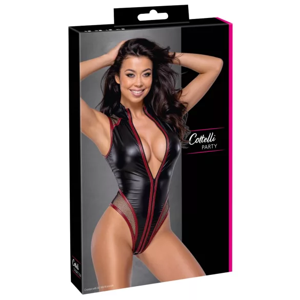 Cottelli - body din plasă cu fermoar (negru)
