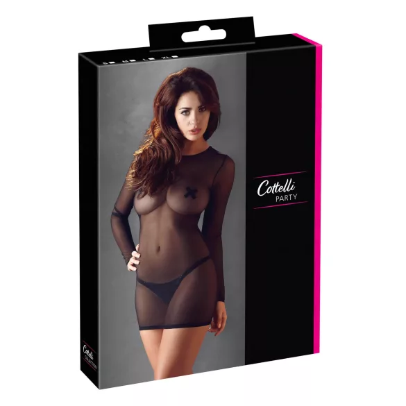 Cottelli - rochie transparentă - negru - XL