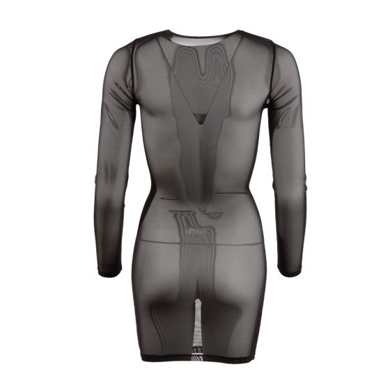 Cottelli - Rochie negru transparentă cu mâneci lungi - XL